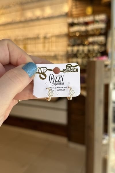 VIP Gömme Taş İşlemeli Güneş Model Halka Küpe 14K