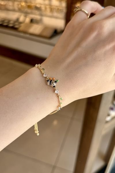 Gömme Taşlı Panda Model Asansör Bileklik