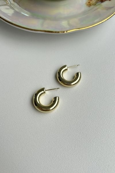 VIP Boru Model Küçük Halka Küpe 14K