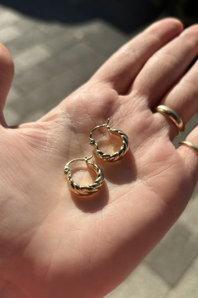 VIP Burgulu Vintage Model Halka Küpe 14K