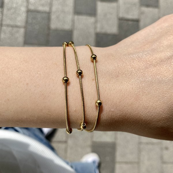 Topçuklu Yılan Sırtı 3'lü Çelik Bileklik 17 + 5 cm