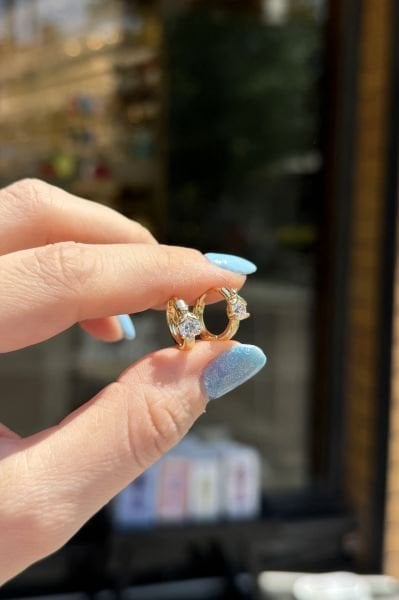 VIP Zirkon Tek Taşlı Uğur Böceği Küpe 14K