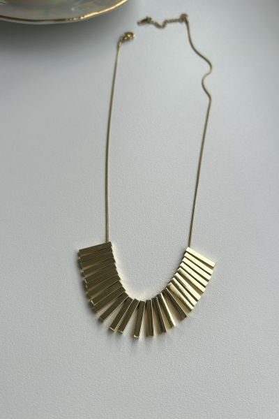 Sıra Şeritli Çelik Kolye 45 cm
