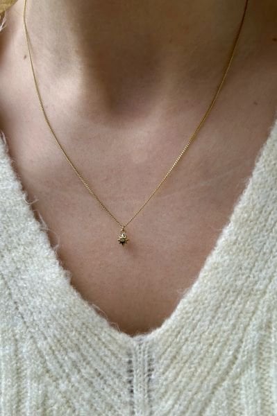 VIP Minimal Kuzey Yıldız Uçlu Kolye 45 cm 14K