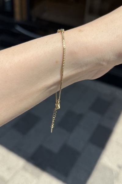 VIP Ortası Gömme Taşlı Damla Detay Zincir Bileklik 19 + 3 cm