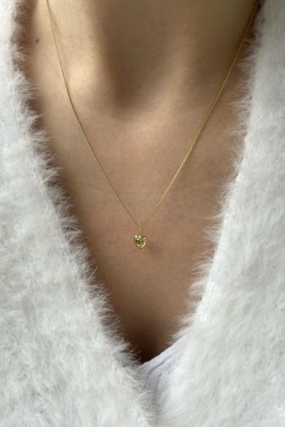 VIP Tek Taşlı Minimal Çilek Kolye 45 cm 14K