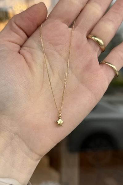 VIP Minimal Yıldız Uçlu Kolye 45cm 14K