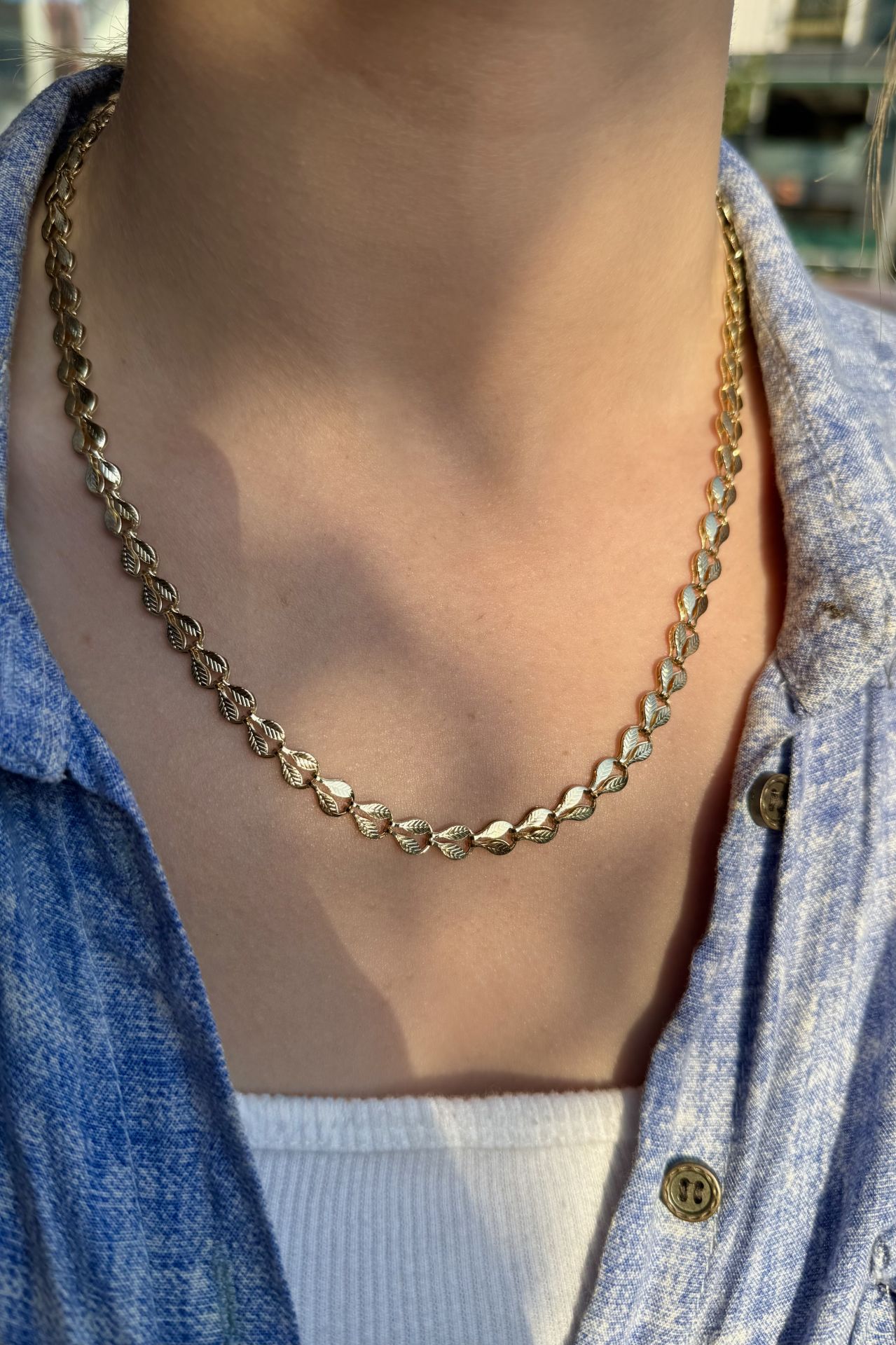 VIP Sıra Yaprak Zincir Kolye 50 cm 14K