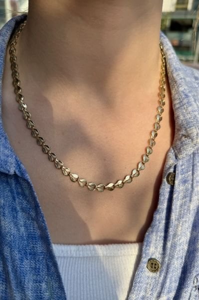 VIP Sıra Yaprak Zincir Kolye 50 cm 14K
