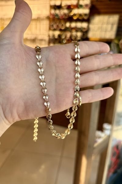 VIP Sıra Yaprak Zincir Kolye 50 cm 14K