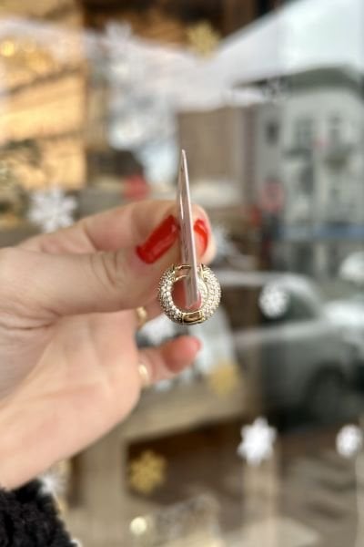 VIP Tamamı Gömme Taşlı Premium Halka Küpe