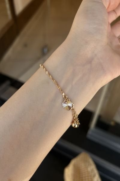 VIP Zil Detay Burgulu İnce Zincir Bileklik 17 + 3 22K