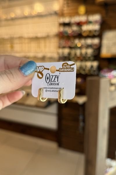 VIP Tırtıklı Kalp Halka Küpe 14K