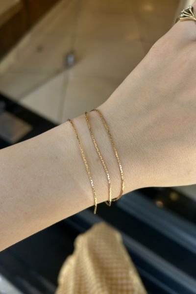 VIP 3 Yılan Zincirli Bileklik 19 cm 22K