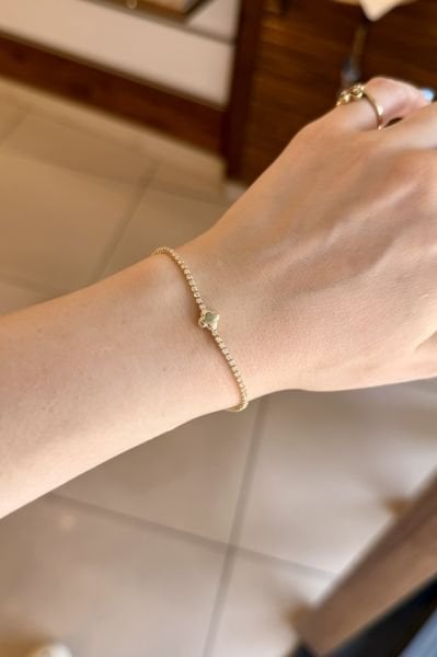 Yonca Detaylı Su Yolu Bileklik 16 + 3 cm 14K