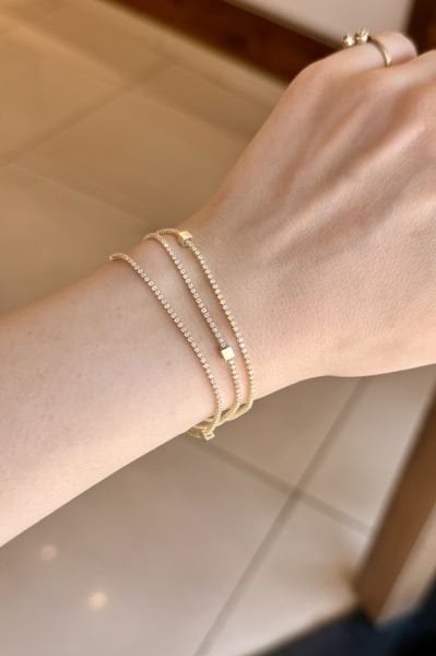 3 Sıralı Su Yolu Bileklik Küp Model 14K