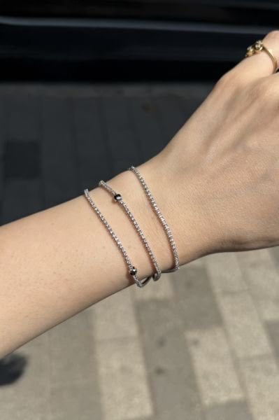 3 Sıralı Su Yolu Bileklik Küp Model Gümüş Renk
