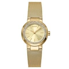 DKNY DK1L024M0025 ALTIN KAPLAMA HASIR KORDON TAŞLI KADIN KOL SAATİ