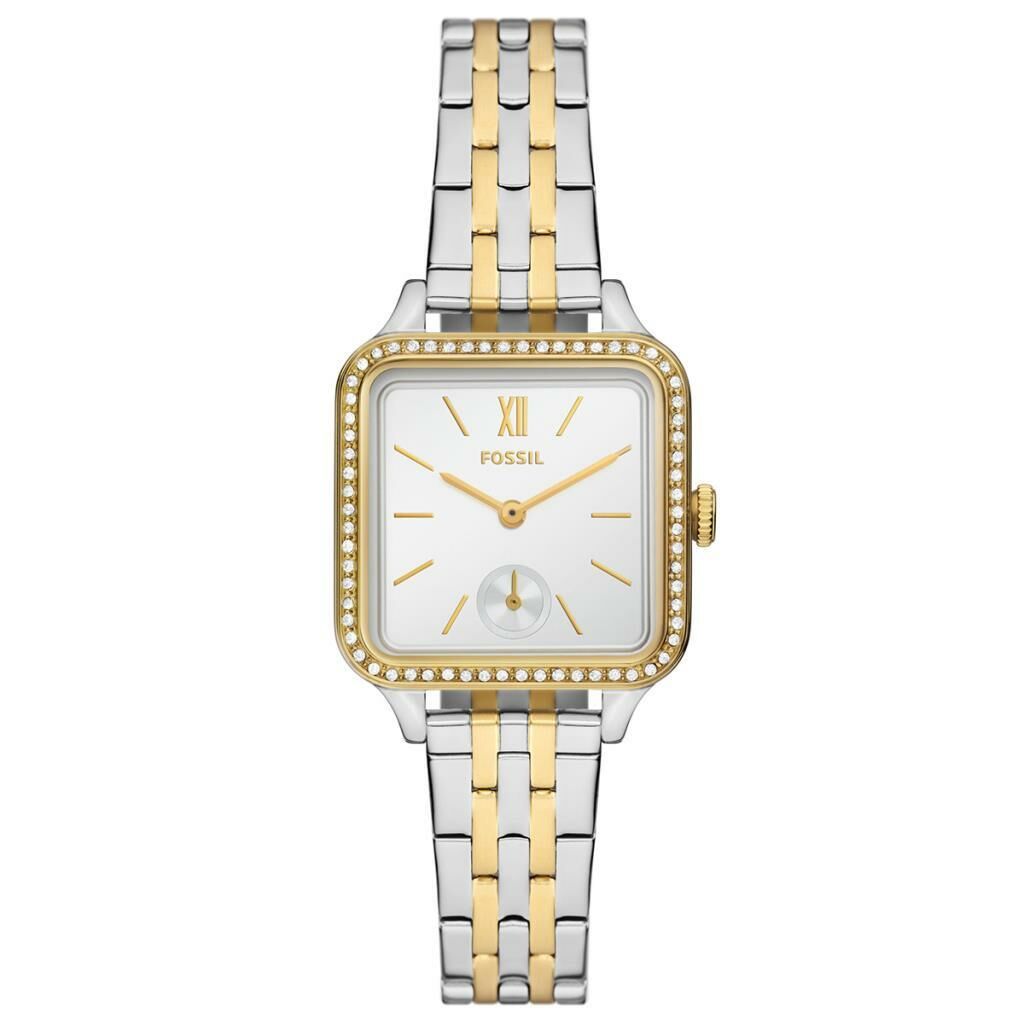 FOSSIL FBQ3908 KARE ALTIN KAPLAMA TAŞLI KADIN KOL SAATİ