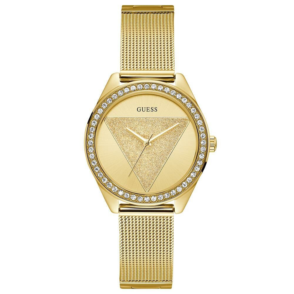 GUESS GUW1142L2 ALTIN KAPLAMA HASIR TAŞLI BAYAN KOL SAATİ