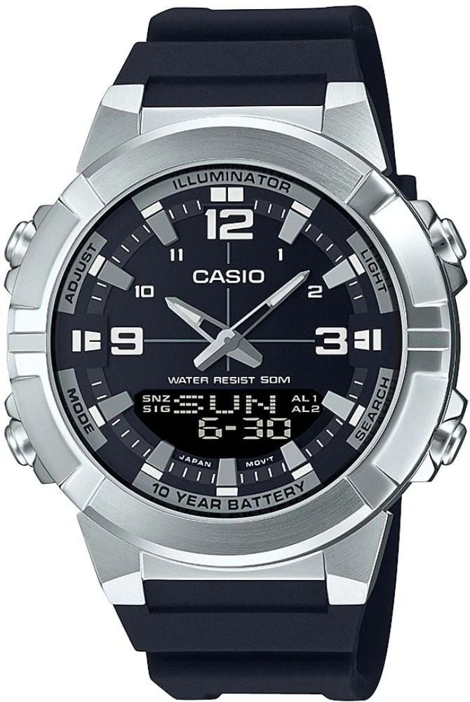 CASIO AMW-870-1AVDF SİYAH SİLİKON KORDON ANALOG/DİJİTAL ERKEK KOL SAATİ