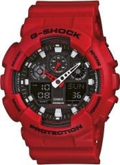 CASIO G-SHOCK GA-100B-4ADR KIRMIZI SİLİKON KORDON ANALOG/DİJİTAL ERKEK KOL SAATİ
