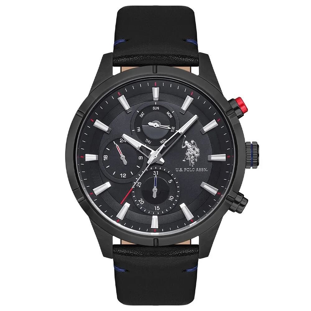 U.S. POLO ASSN. USPA1014-08 SİYAH DERİ KORDON ERKEK KOL SAATİ