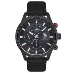 U.S. POLO ASSN. USPA1014-08 SİYAH DERİ KORDON ERKEK KOL SAATİ