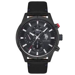 U.S. POLO ASSN. USPA1014-08 SİYAH DERİ KORDON ERKEK KOL SAATİ