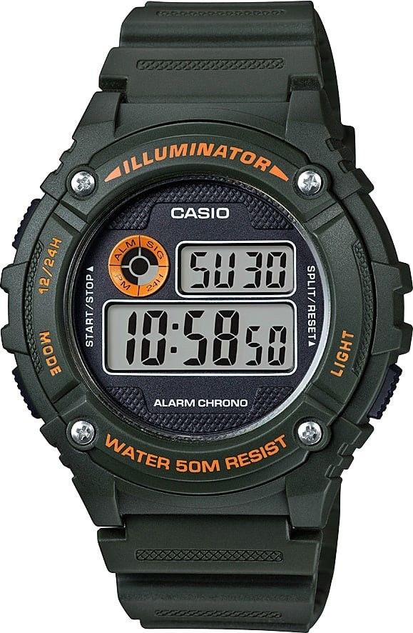 CASIO W-216H-3BVDF YEŞİL SİLİKON KORDON DİJİTAL ERKEK KOL SAATİ