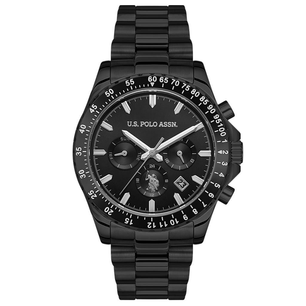 U.S. POLO ASSN. USPA1052-07 SİYAH İYON KAPLAMA ERKEK KOL SAATİ