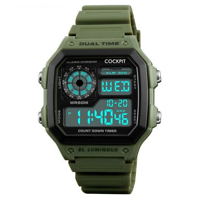 COCKPIT CK-4100GN DİJİTAL YEŞİL SİLİKON KORDON ERKEK KOL SAATİ