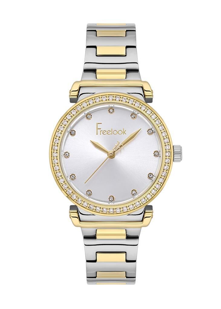 FREELOOK FL.1.10464-2 ALTIN KAPLAMA TAŞLI KADIN KOL SAATİ