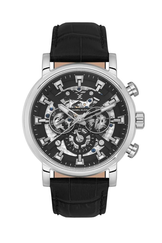 DANIEL KLEIN DK.1.13850-1 PİLSİZ OTOMATİK SİYAH DERİ KORDON ERKEK KOL SAATİ