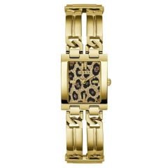 GUESS GUGW0807L2 ALTIN KAPLAMA LEOPAR KADRAN DİKDÖRTGEN KADIN KOL SAATİ