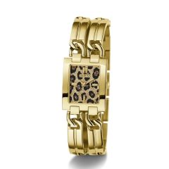 GUESS GUGW0807L2 ALTIN KAPLAMA LEOPAR KADRAN DİKDÖRTGEN KADIN KOL SAATİ