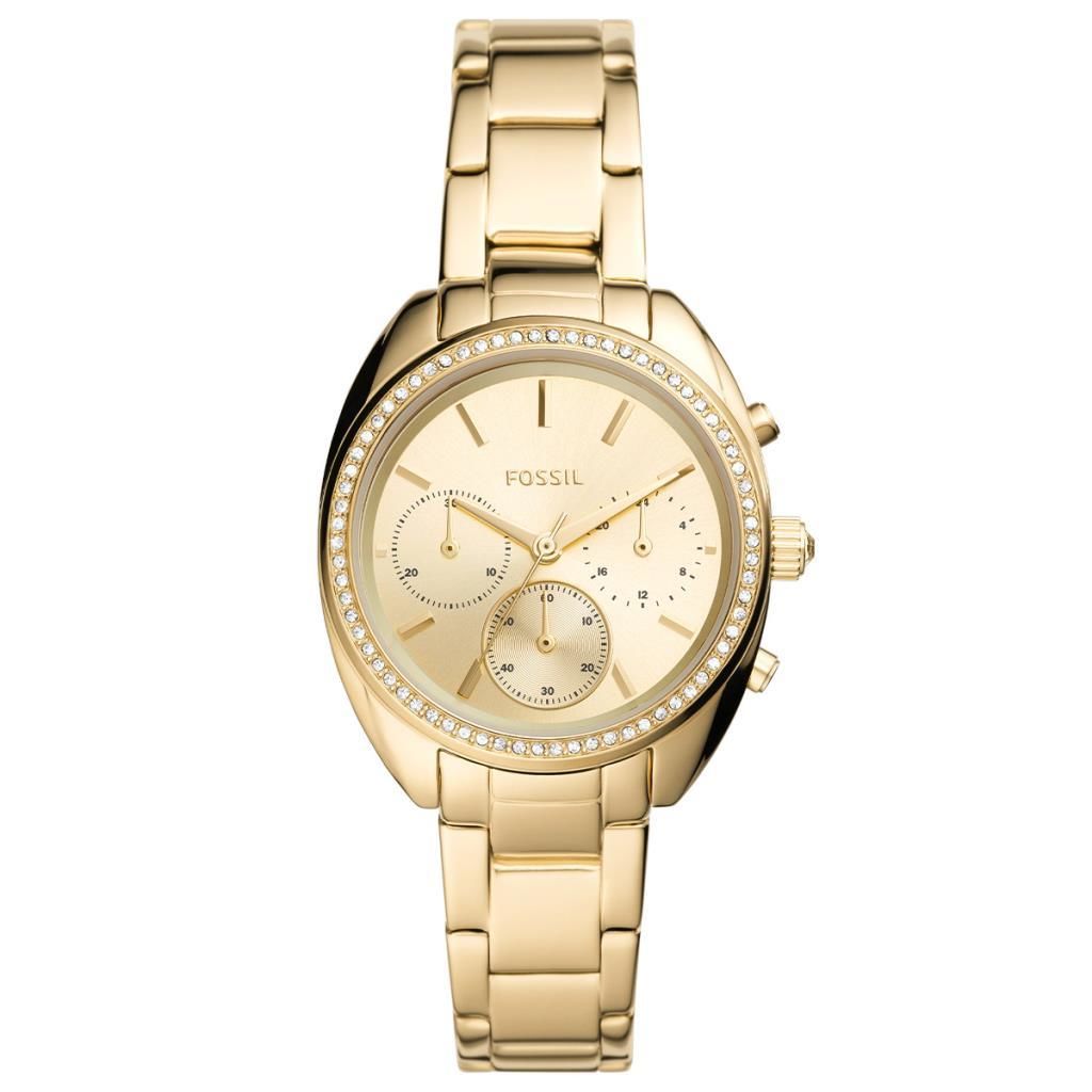 FOSSIL FBQ3658 ALTIN KAPLAMA TAŞLI KADIN KOL SAATİ