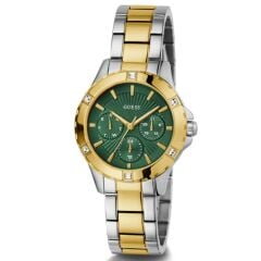 GUESS GUGW0723L1 ALTIN KAPLAMA YEŞİL KADRAN TAŞLI KADIN KOL SAATİ