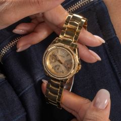 GUESS GUGW0685L2 ALTIN KAPLAMA TAŞLI KADIN KOL SAATİ