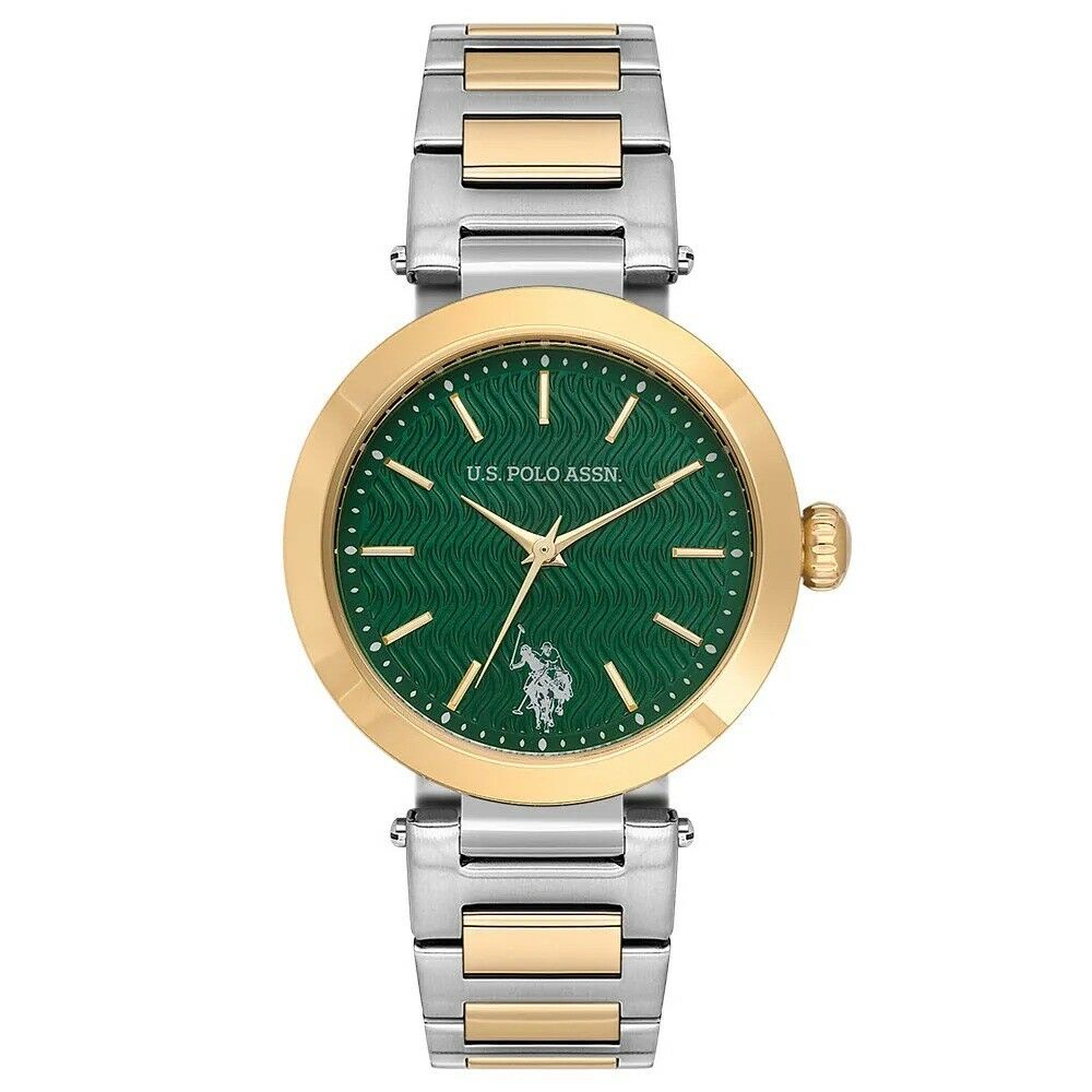 U.S. POLO ASSN. USPA2099-01 ALTIN KAPLAMA YEŞİL KADRAN KADIN KOL SAATİ