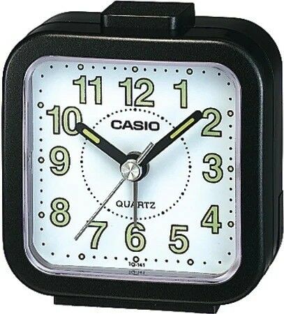 CASIO TQ-141-1DF ALARMLI SİYAH KARE MİNİ ÇALAR MASA SAATİ