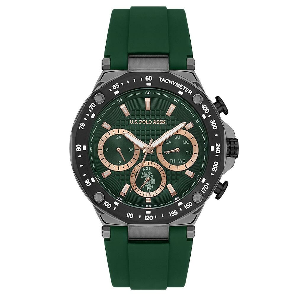 U.S. POLO ASSN. USPA1076-02 YEŞİL SİLİKON KORDON ERKEK KOL SAATİ
