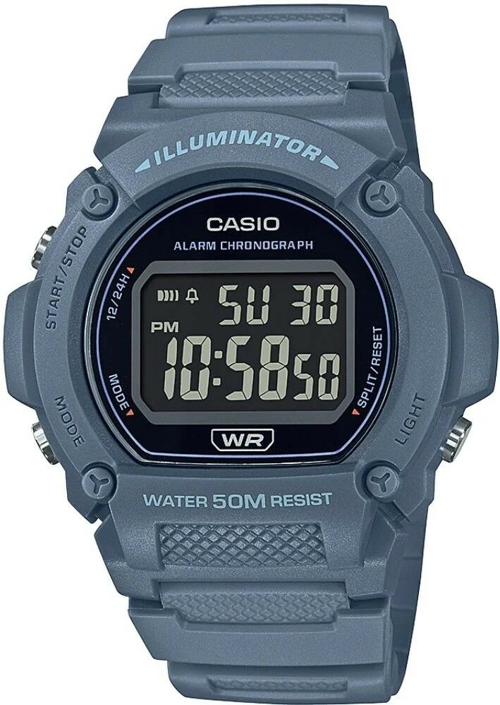 CASIO W-219HC-2BVDF MAVİ SİLİKON KORDON DİJİTAL ERKEK KOL SAATİ