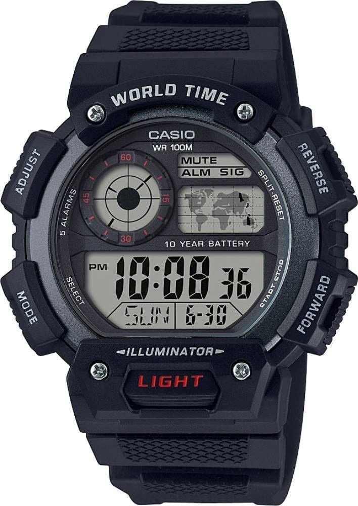 CASIO AE-1400WH-1AVDF SİYAH SİLİKON KORDON DİJİTAL ERKEK KOL SAATİ