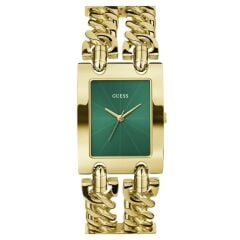 GUESS GUGW0740L2 ALTIN KAPLAMA YEŞİL KADRAN DİKDÖRTGEN KADIN KOL SAATİ