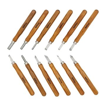 Rox Wood Mini Ahşap Oyma Bıçak Seti 12 Parça Pvc Çantalı