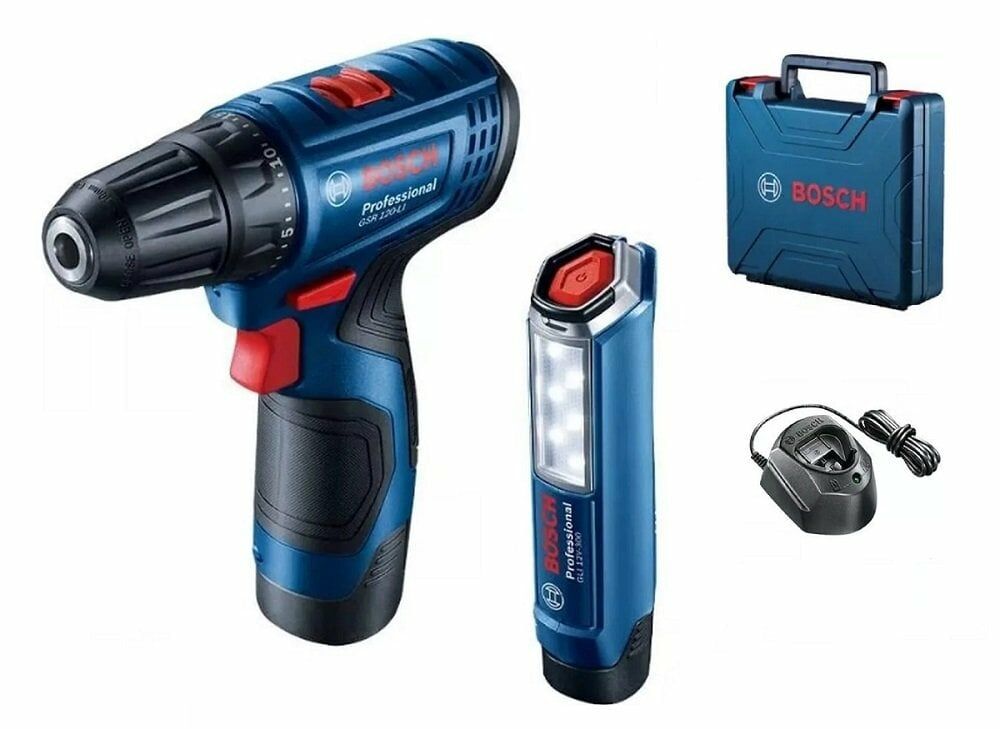 BOSCH GSR 120 Şarjlı Matkap + GLI 120 Fener Hediyeli 12 Volt Çift Akü