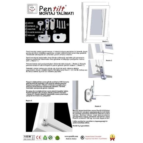 Pentilt Çift Açılım Pvc Pencereler için Emniyet Kilidi Koyu Kahve