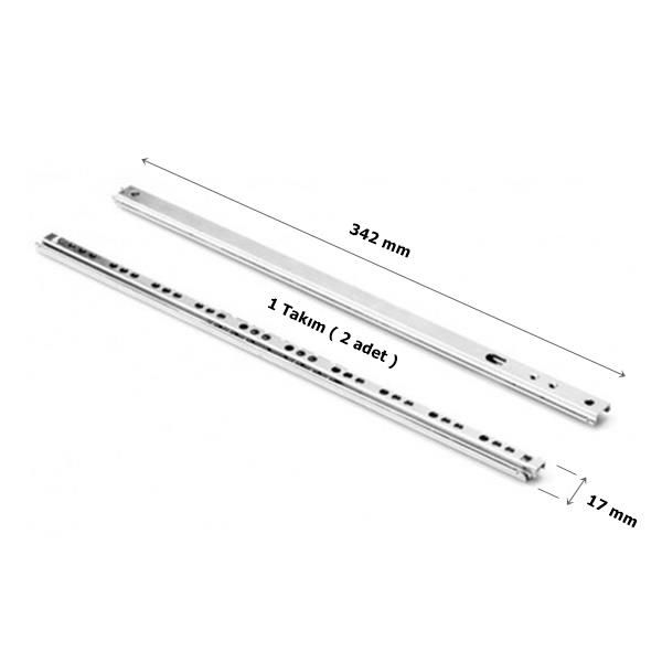 Bilyalı Teleskopik Çekmece Rayı 17 mm x 342 mm  1 Takım