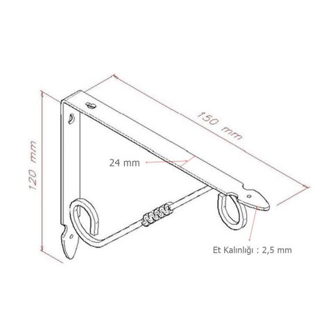 24 Adet Ferforje 12 x 15 cm Dekoratif Raf Altı Ayağı Konsol Siyah